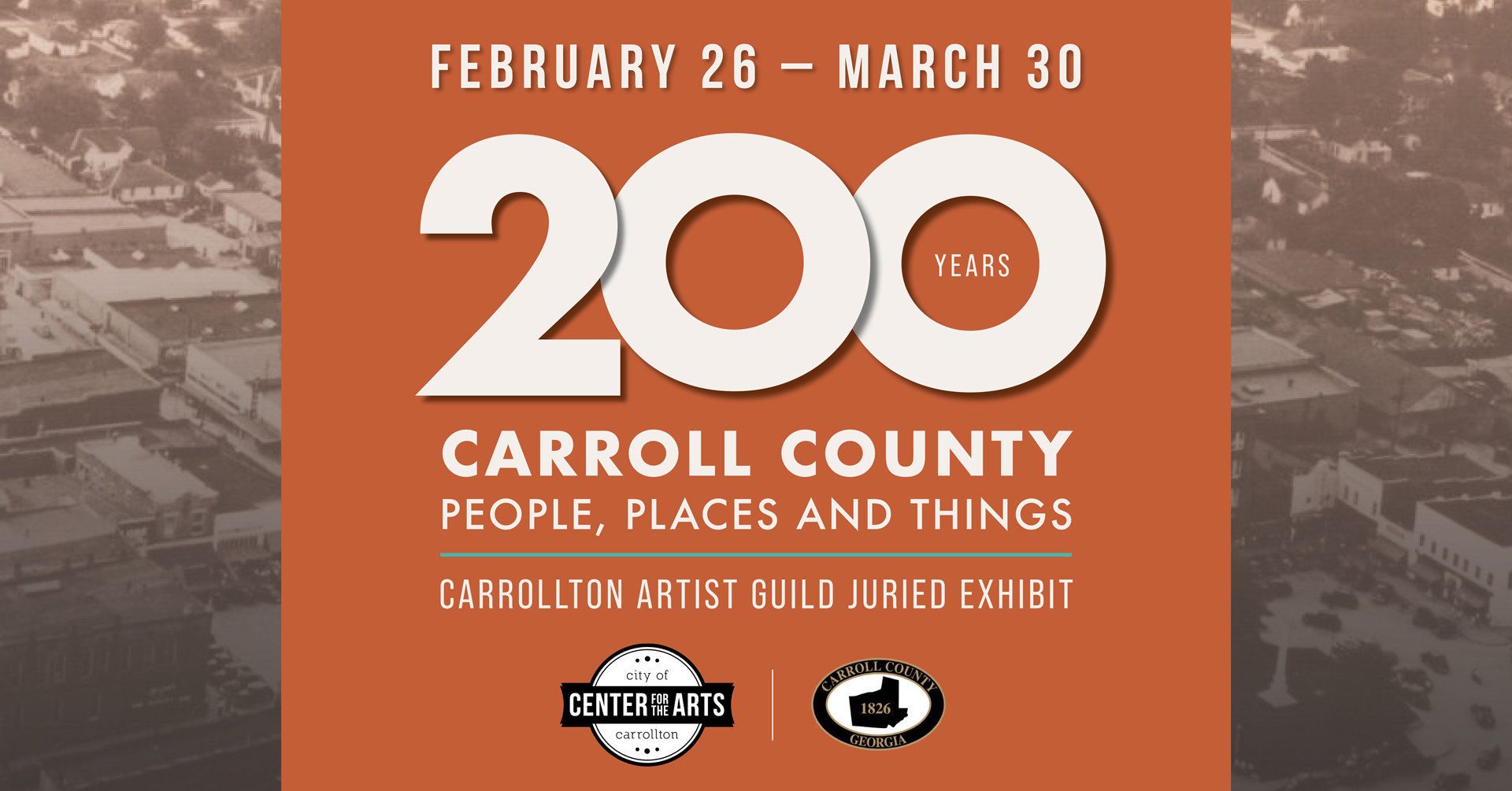 A graphic for the Carrollton Artist Guild People, Places, and Things Exhibit.